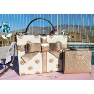 SET Kate Spade Wrapping Party Gift Box Crossbody + Wallet